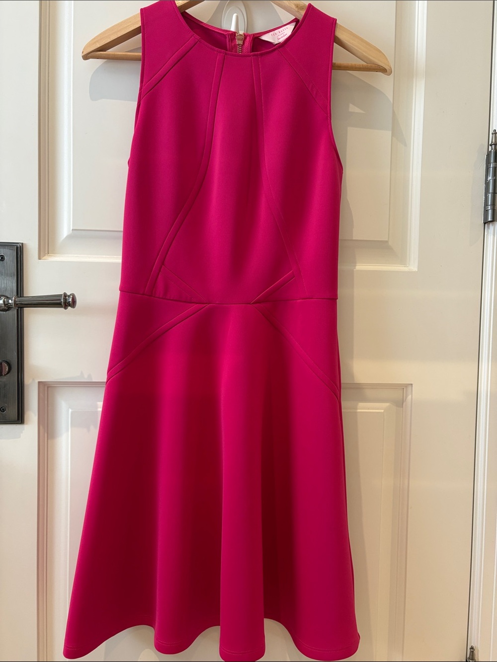 Ted Baker Sleeveless Fuchsia Fit-and-Flare Midi Dress